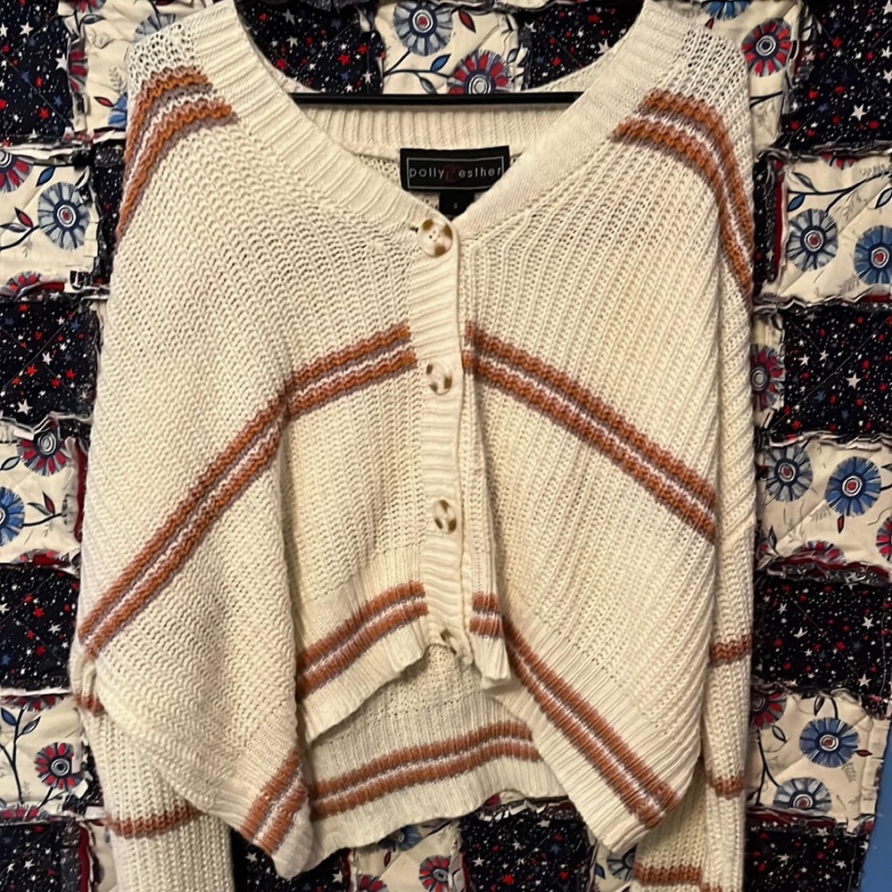 Cropped, knitted, off the shoulder sweater